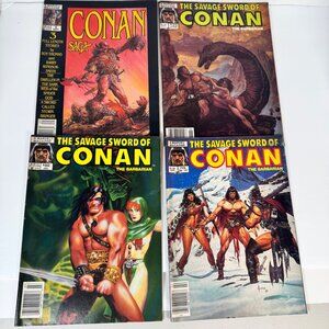 Savage Sword of Conan Marvel Magazine Lot Conan Saga B&W Vintage
